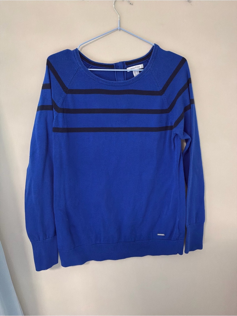 Nautica Royal Blue Sweater with Black Stripes